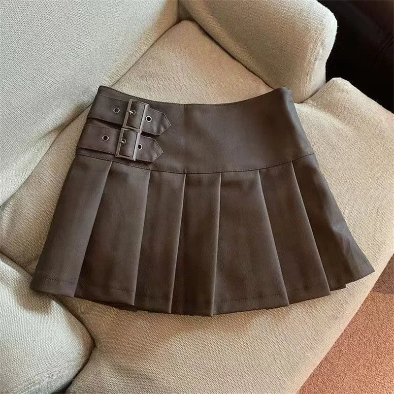 Pleated High-Waist Mini Skirt