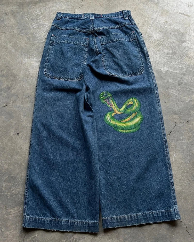 Y2K Men Jeans Goth Printed Graphic High Quality Baggy Jeans Fashion Hip Hop Streetwear Men Women Harajuku Casual Wide Leg Jeans