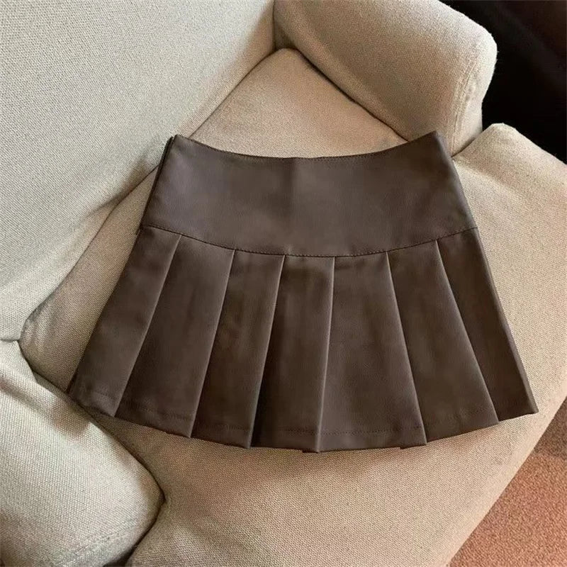 Pleated High-Waist Mini Skirt