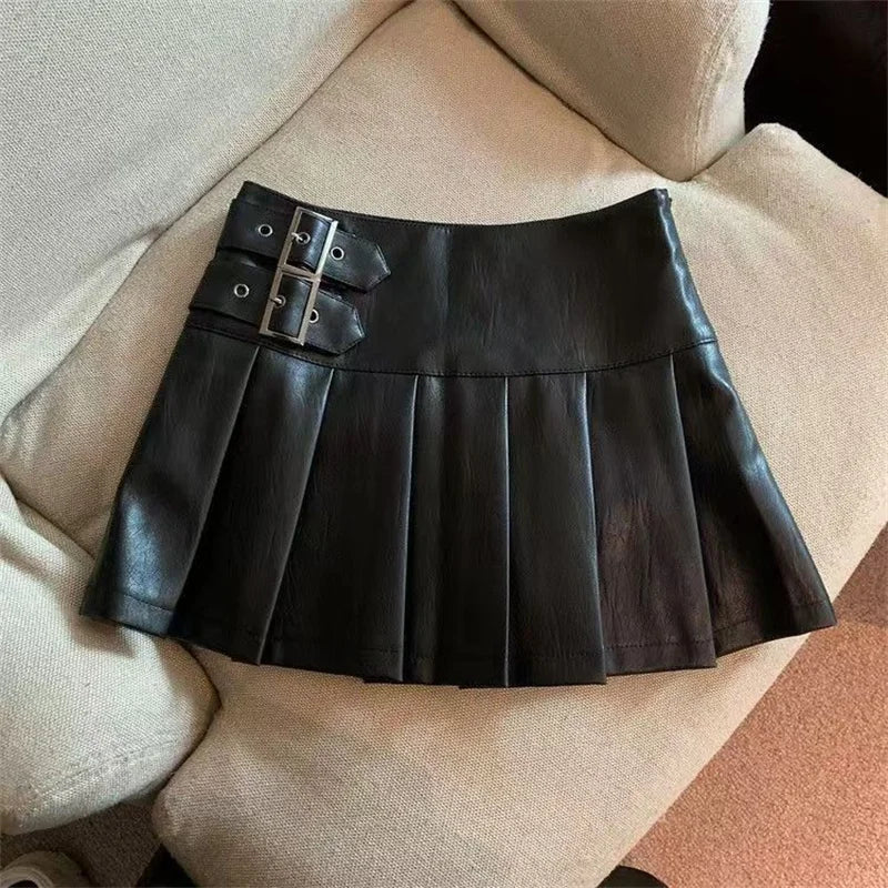 Pleated High-Waist Mini Skirt