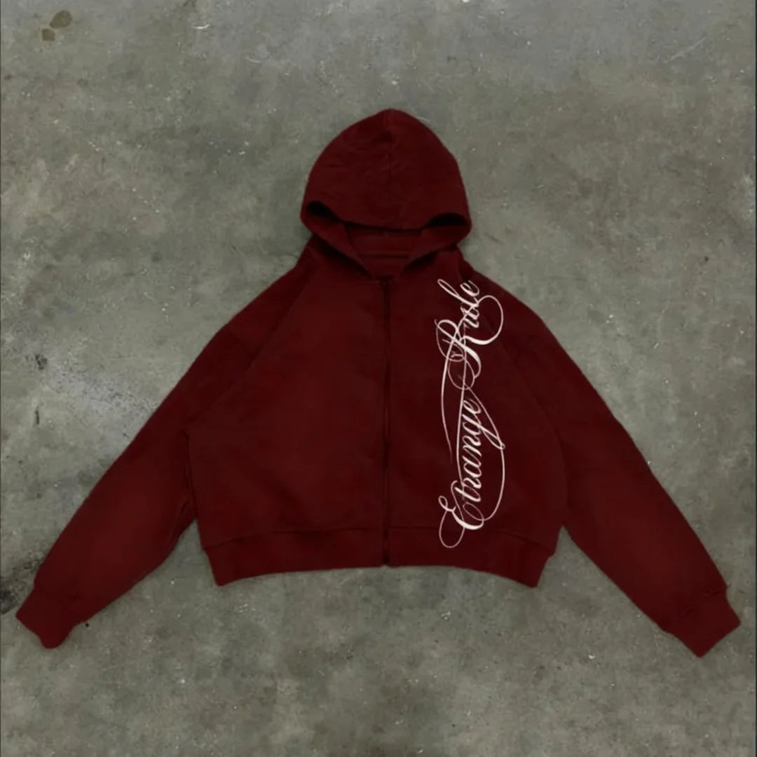 Script Cropped Hoodie
