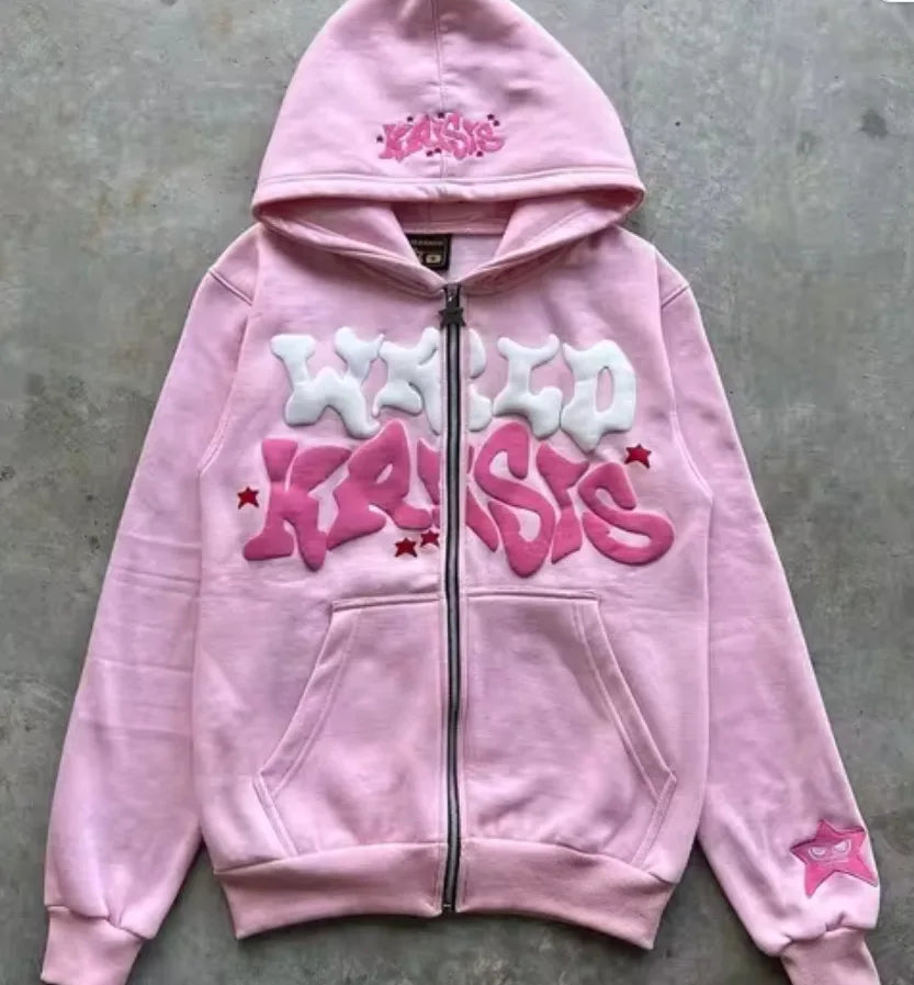 Retro Star Zip Hoodie – Y2K Streetwear Jacket