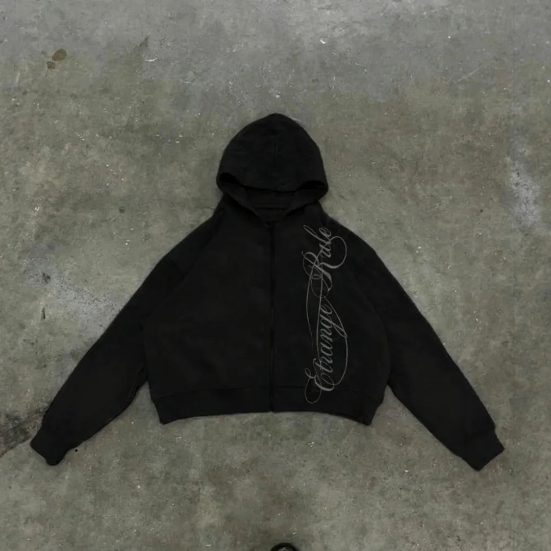 Script Cropped Hoodie